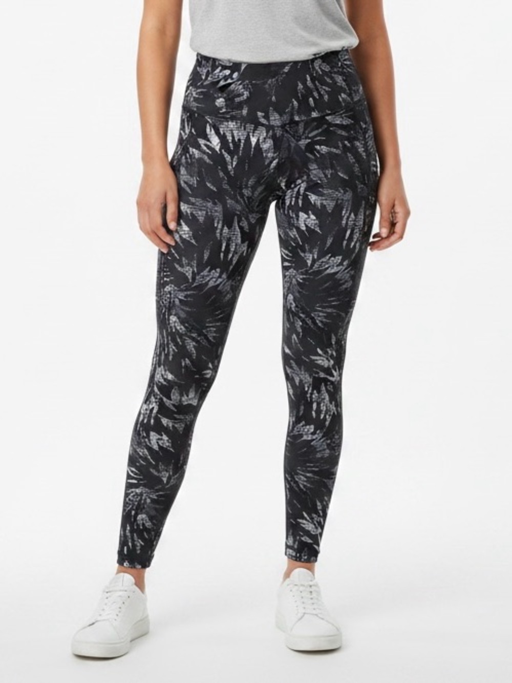 GAIAM Black & Gray Abstract High-Rise Leggings